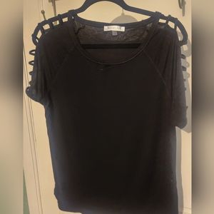 Black August Silk Tshirt w/ Open Shoulder